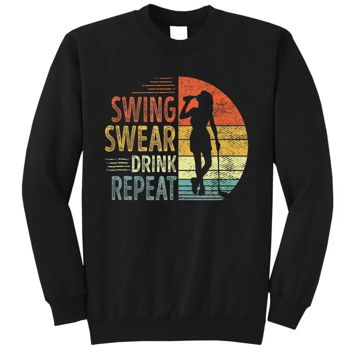 Swing Swear Drink Repeat Love Golf Golfer Women Girl Tall Sweatshirt