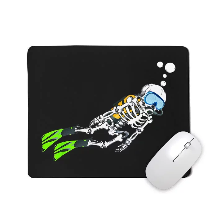 Skeleton Scuba Diving Halloween Diver Mousepad