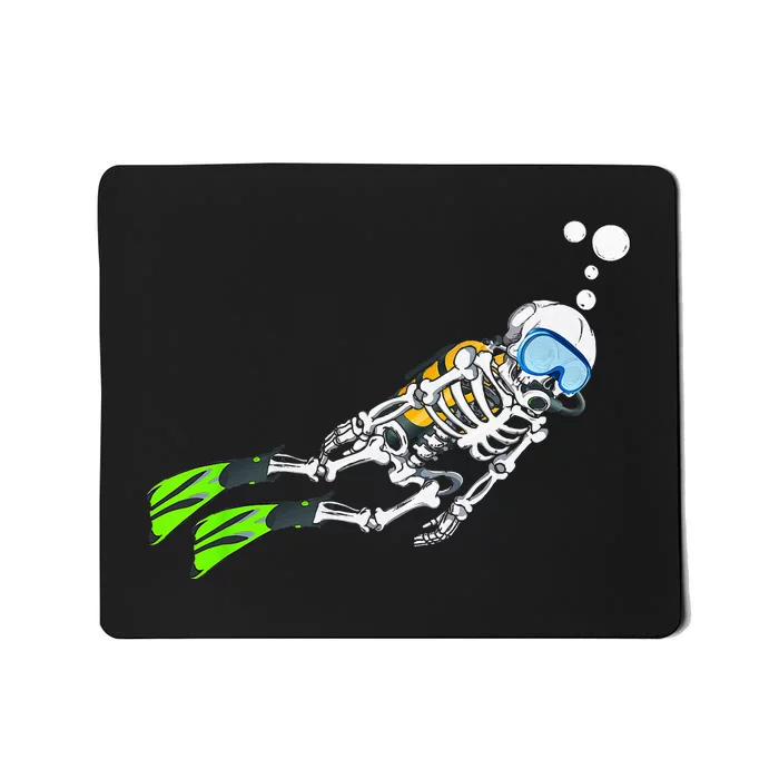 Skeleton Scuba Diving Halloween Diver Mousepad