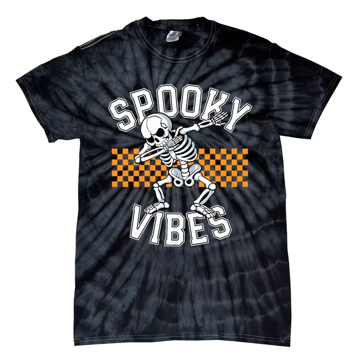 Spooky Squad Dabbing Skeleton Monster Halloween Tie-Dye T-Shirt