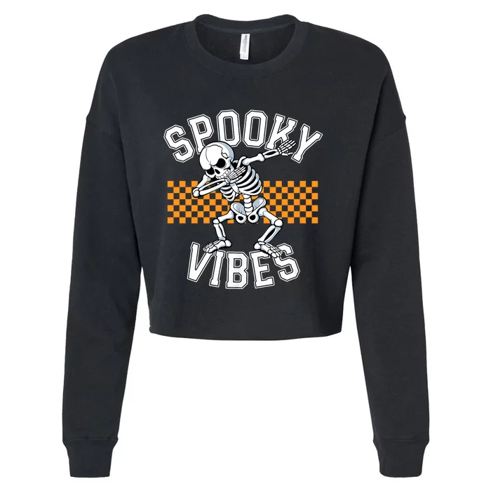 Spooky Squad Dabbing Skeleton Monster Halloween Cropped Pullover Crew