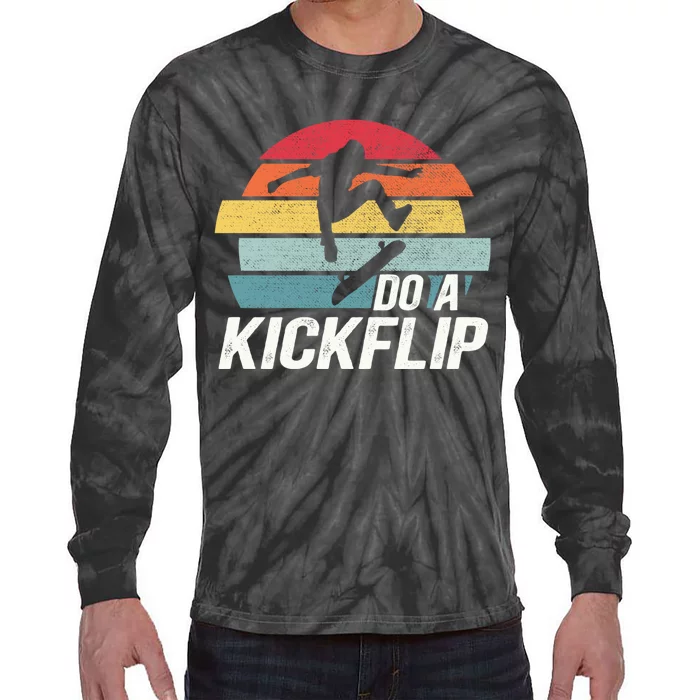 Skateboard Skateboarding Do A Kickflip Surfing Skate Skating Tie-Dye Long Sleeve Shirt