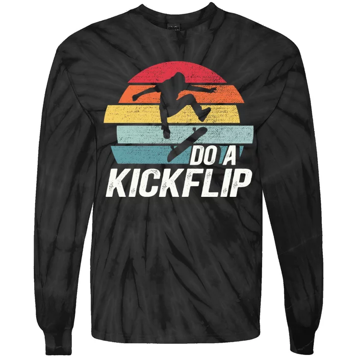 Skateboard Skateboarding Do A Kickflip Surfing Skate Skating Tie-Dye Long Sleeve Shirt