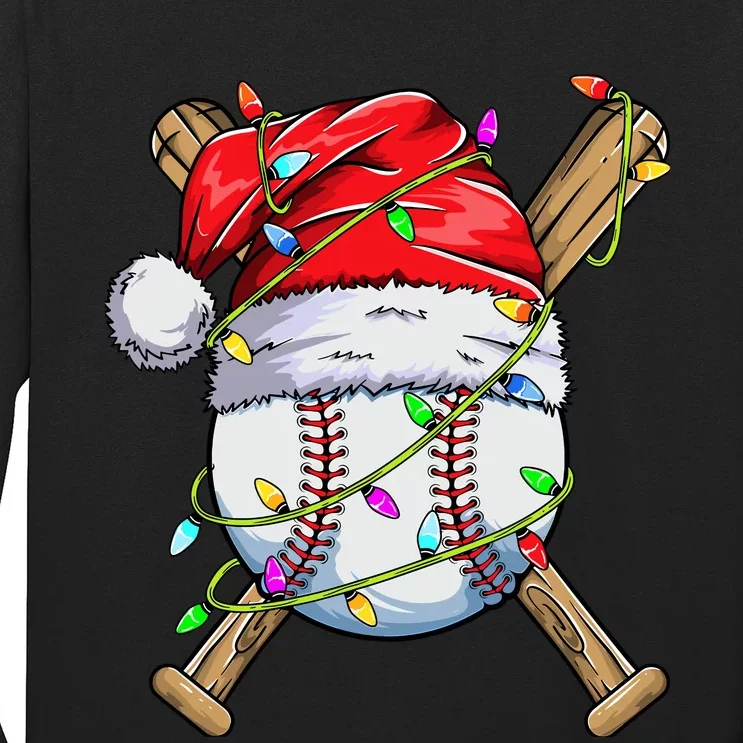 Santa Sports Design For Boy Christmas Baseball Player Long Sleeve Shirt