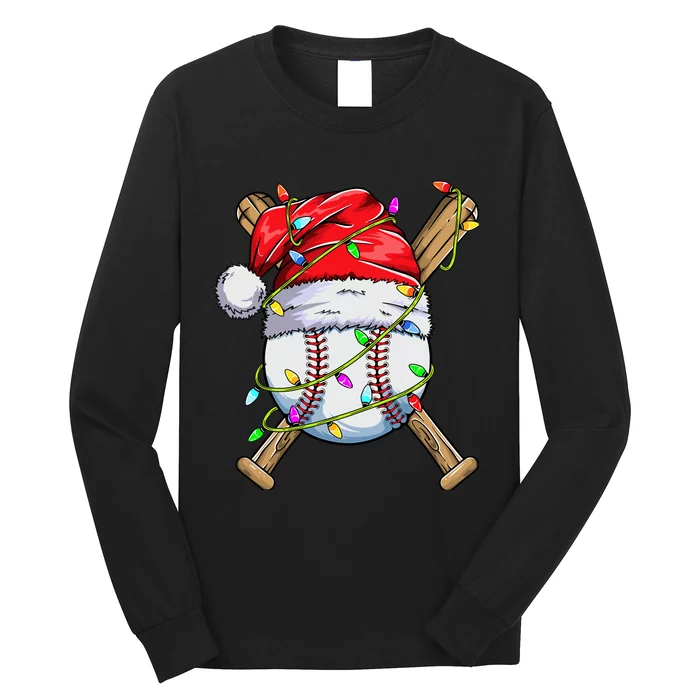 Santa Sports Design For Boy Christmas Baseball Player Long Sleeve Shirt