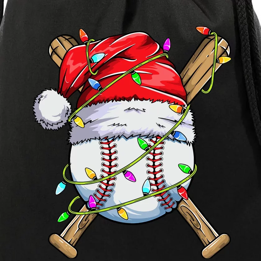 Santa Sports Design For Boy Christmas Baseball Player Drawstring Bag