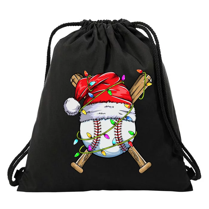 Santa Sports Design For Boy Christmas Baseball Player Drawstring Bag