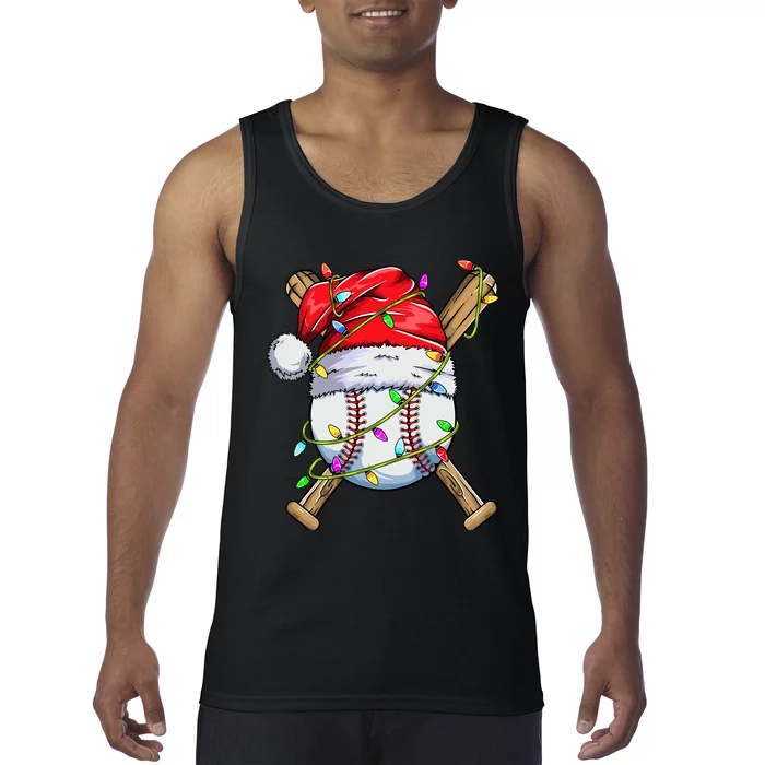 Santa Sports Design For Boy Christmas Baseball Player Tank Top