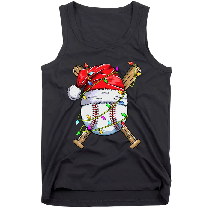 Santa Sports Design For Boy Christmas Baseball Player Tank Top