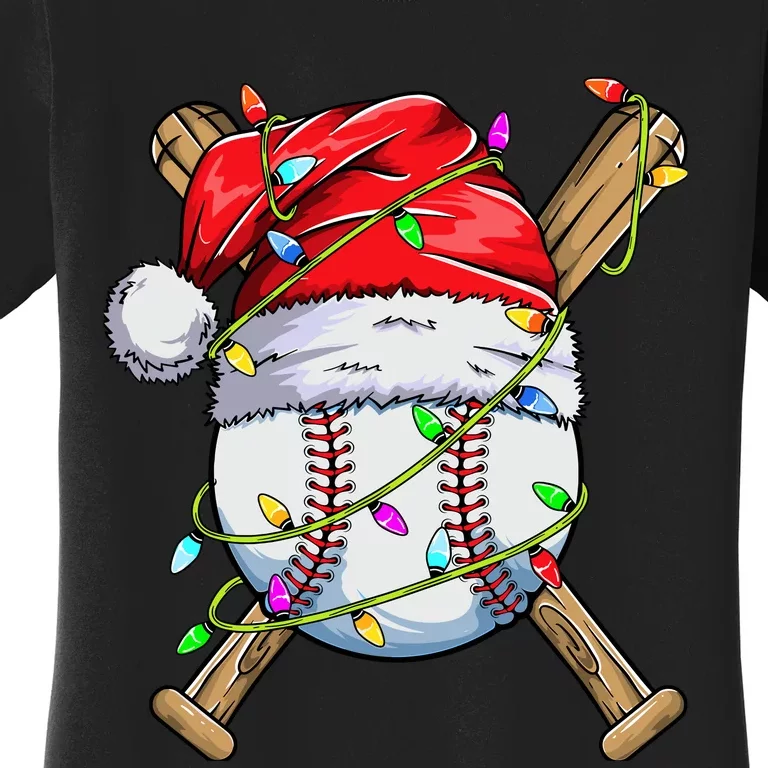 Santa Sports Design For Boy Christmas Baseball Player Women's T-Shirt