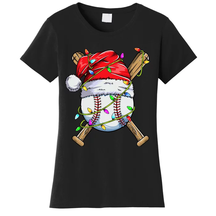 Santa Sports Design For Boy Christmas Baseball Player Women's T-Shirt