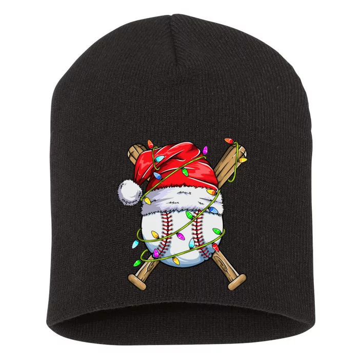 Santa Sports Design For Boy Christmas Baseball Player Short Acrylic Beanie