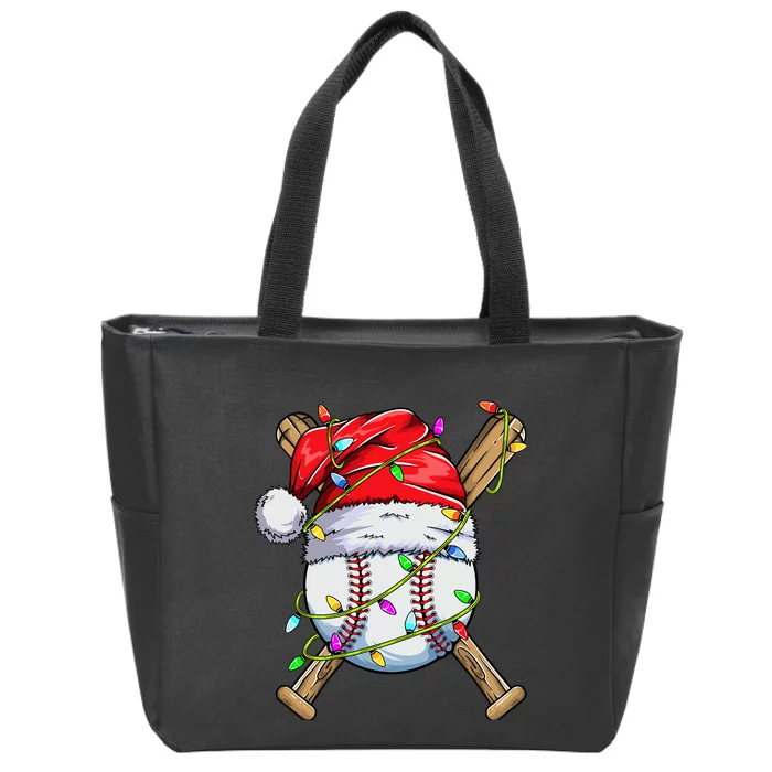 Santa Sports Design For Boy Christmas Baseball Player Zip Tote Bag