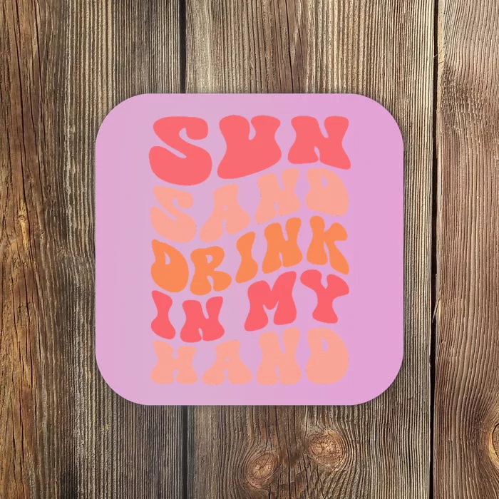 Sun Sand Drink In My Hand Ring On My Hand Bachelorette Party Coaster