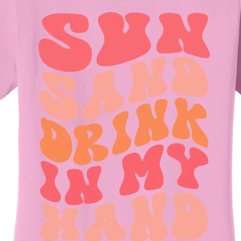 Sun Sand Drink In My Hand Ring On My Hand Bachelorette Party Women's T-Shirt