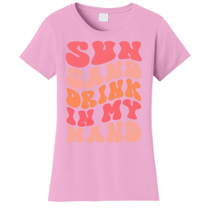 Sun Sand Drink In My Hand Ring On My Hand Bachelorette Party Women's T-Shirt