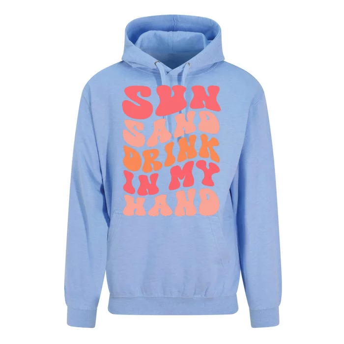 Sun Sand Drink In My Hand Ring On My Hand Bachelorette Party Unisex Surf Hoodie