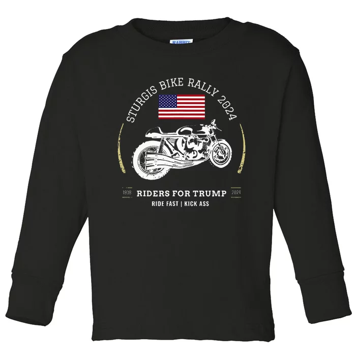 Sturgis South Dakota Bike Rally 2024 Trump Motorcycle Trike Toddler Long Sleeve Shirt