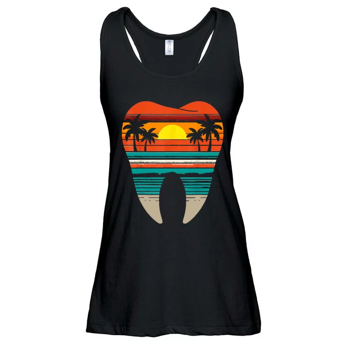 Summer Sunset Dental Retro Beach Vibes Dentist Ladies Essential Flowy Tank