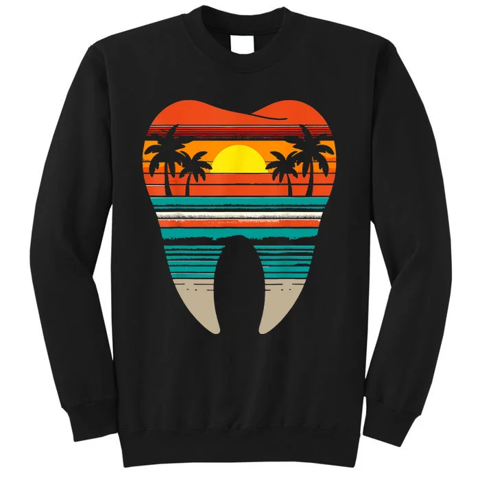 Summer Sunset Dental Retro Beach Vibes Dentist Tall Sweatshirt