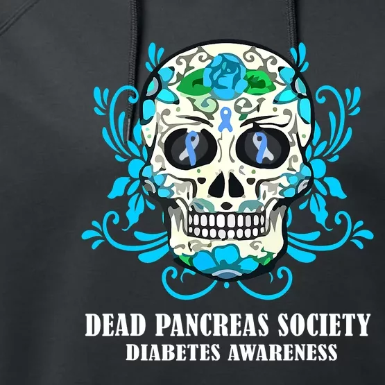 Sugar Skull Dead Pancreas Society Diabetes Awareness Performance Fleece Hoodie