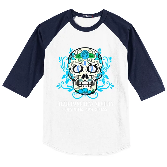 Sugar Skull Dead Pancreas Society Diabetes Awareness Baseball Sleeve Shirt