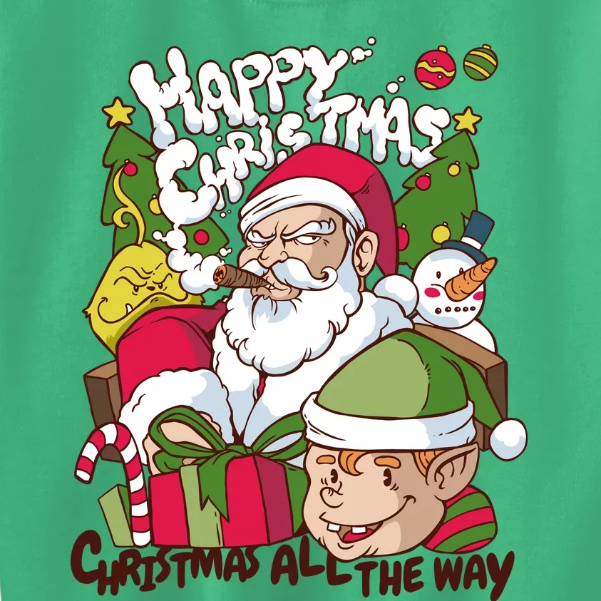 Santa Smoking Design Christmas All The Way Funny Kids Sweatshirt