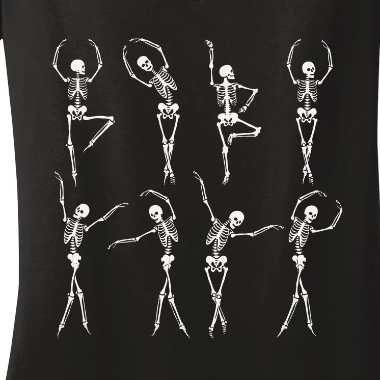 Spooky Skeleton Dance Halloween Costume Women's V-Neck T-Shirt