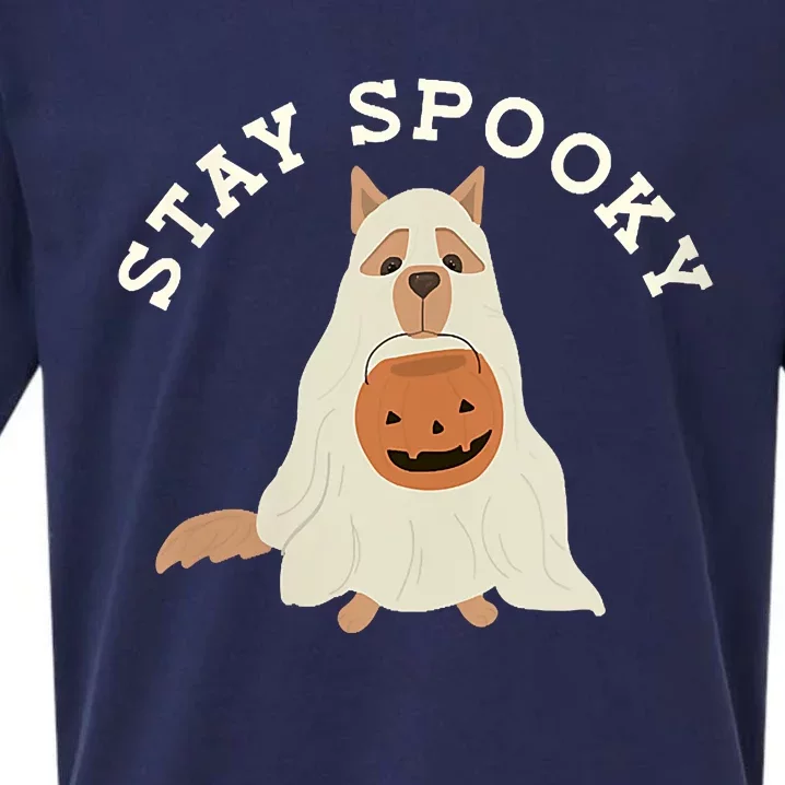 Stay Spooky Dog With Pumpkin Horror Lover Gifts Sueded Cloud Jersey T-Shirt