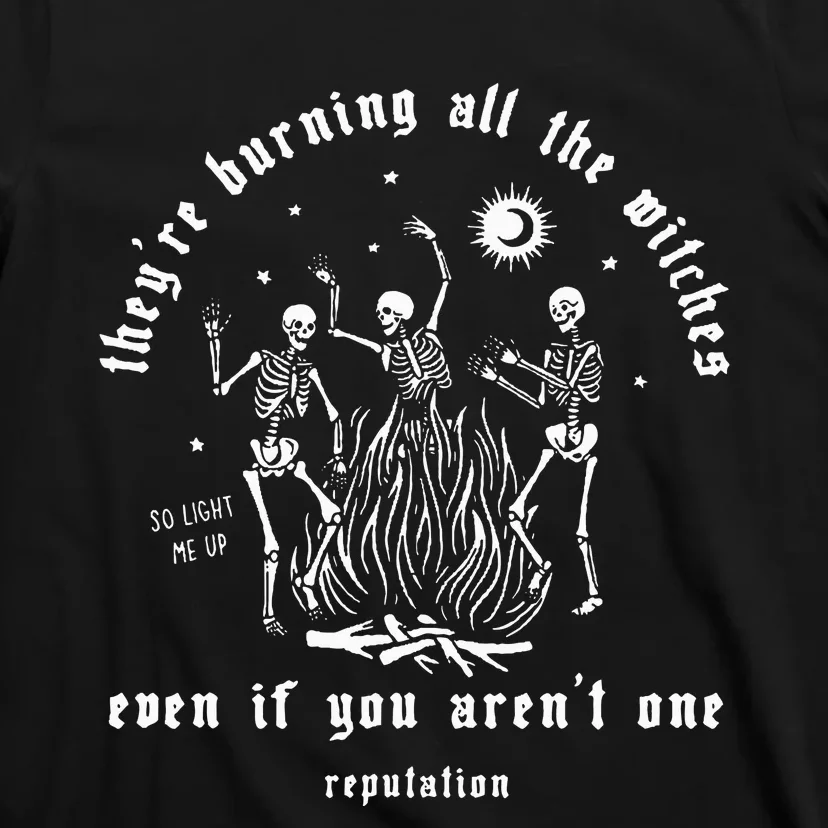 Spooky Skeleton Dance Bewitching Halloween Fire Ritual T-Shirt