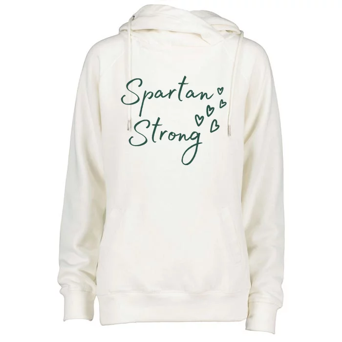 Spartan Strong East Lansing Front & Back Womens Funnel Neck Pullover Hood