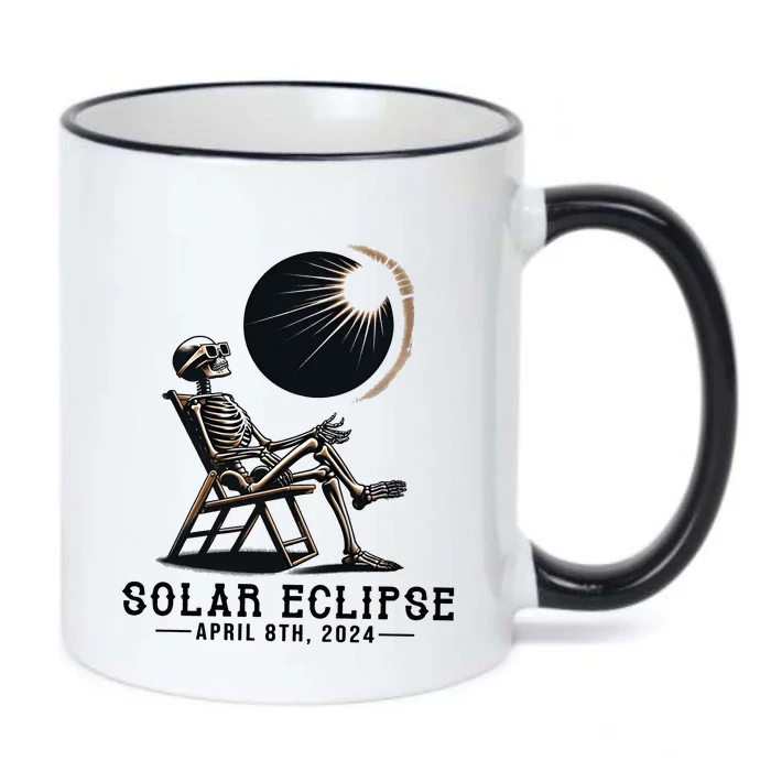 Skeleton Solar Eclipse April 8th 2024 America Black Color Changing Mug