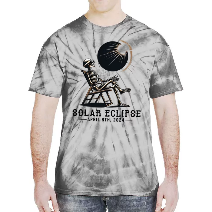 Skeleton Solar Eclipse April 8th 2024 America Tie-Dye T-Shirt