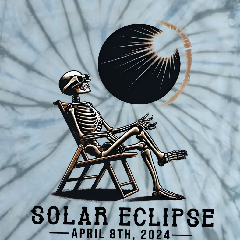 Skeleton Solar Eclipse April 8th 2024 America Tie-Dye T-Shirt