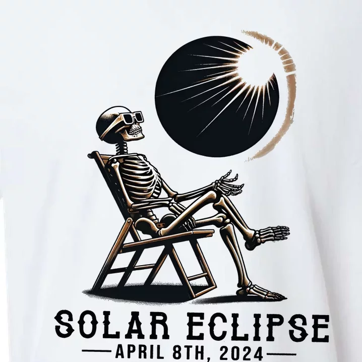 Skeleton Solar Eclipse April 8th 2024 America Sueded Cloud Jersey T-Shirt