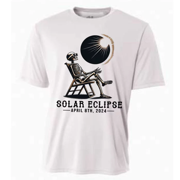 Skeleton Solar Eclipse April 8th 2024 America Cooling Performance Crew T-Shirt