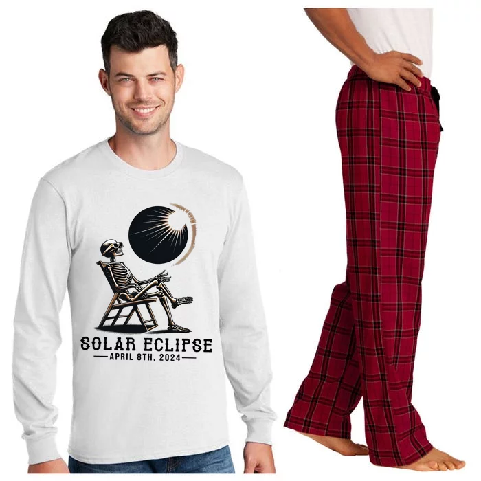 Skeleton Solar Eclipse April 8th 2024 America Long Sleeve Pajama Set