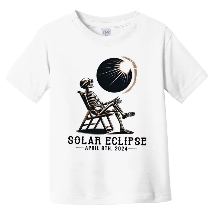 Skeleton Solar Eclipse April 8th 2024 America Toddler T-Shirt