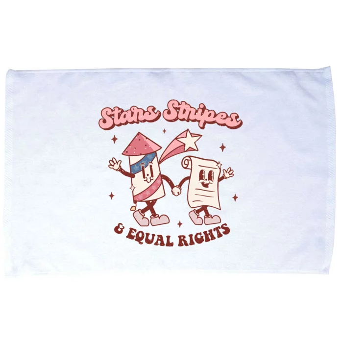 Stars Stripes & Equal Rights 4th Of July Retro Liberal Patriotic Americ Microfiber Hand Towel