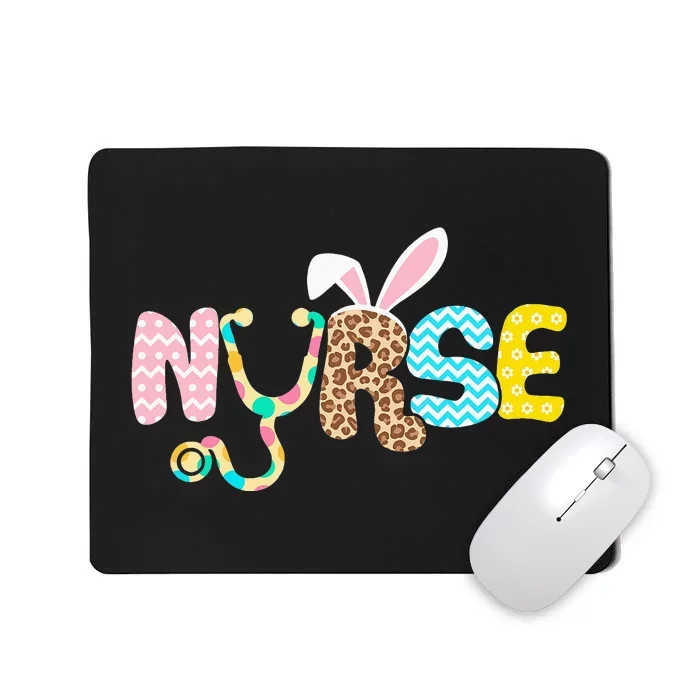 Stethoscope Scrub Easter Nurse Bunny With Eggs Mousepad