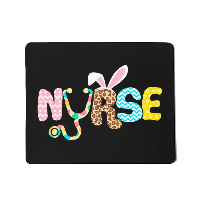 Stethoscope Scrub Easter Nurse Bunny With Eggs Mousepad