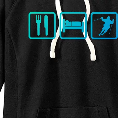 Ski Slopes Eat Sleep Skiing Downhill Ski Funny Gift Women's Fleece Hoodie