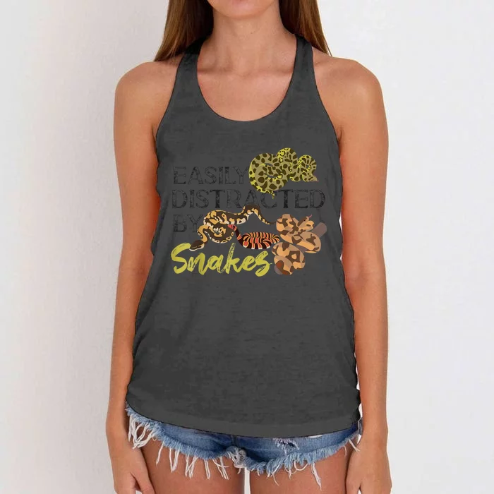 Snake Serpent Easily Distracted By Snakes Women's Knotted Racerback Tank