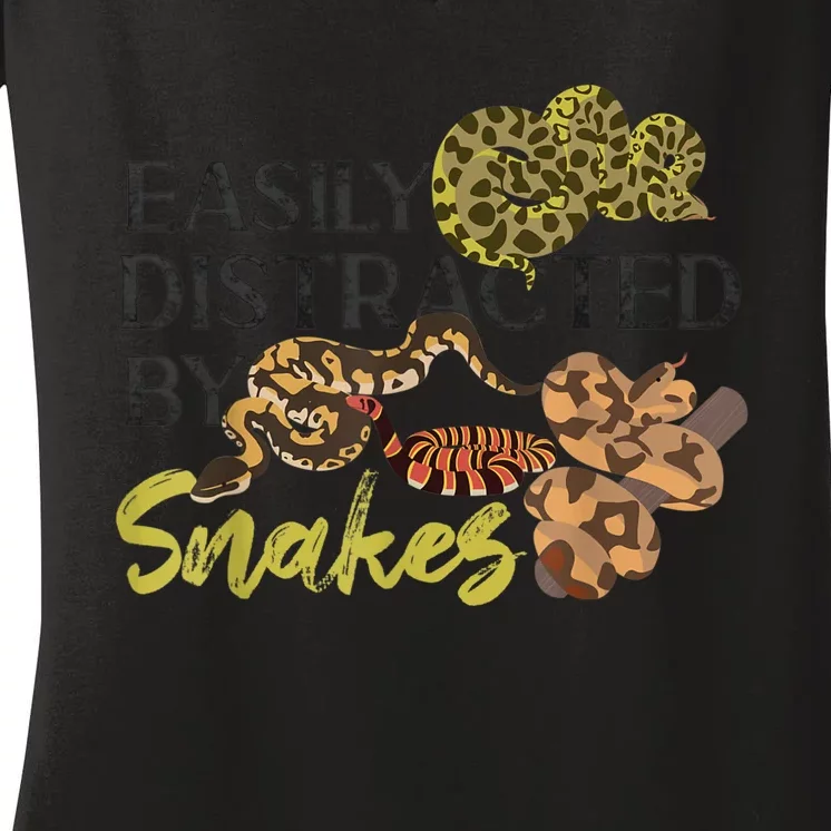 Snake Serpent Easily Distracted By Snakes Women's V-Neck T-Shirt