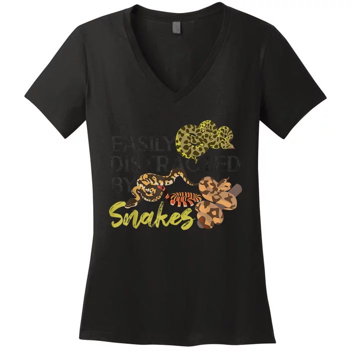 Snake Serpent Easily Distracted By Snakes Women's V-Neck T-Shirt