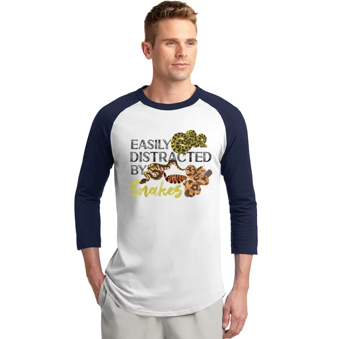 Snake Serpent Easily Distracted By Snakes Baseball Sleeve Shirt