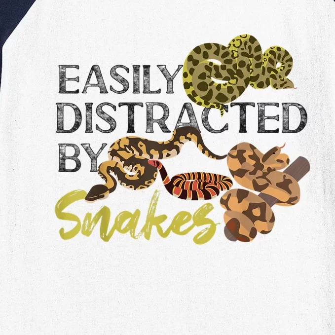 Snake Serpent Easily Distracted By Snakes Baseball Sleeve Shirt