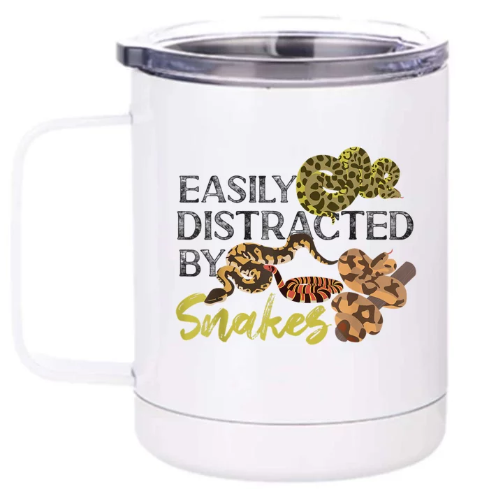 Snake Serpent Easily Distracted By Snakes Front & Back 12oz Stainless Steel Tumbler Cup