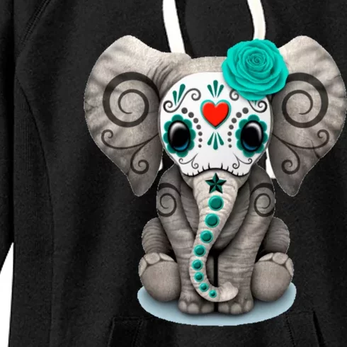 Sugar Skull Elephant Day Of The Dead Halloween Gift Women's Fleece Hoodie