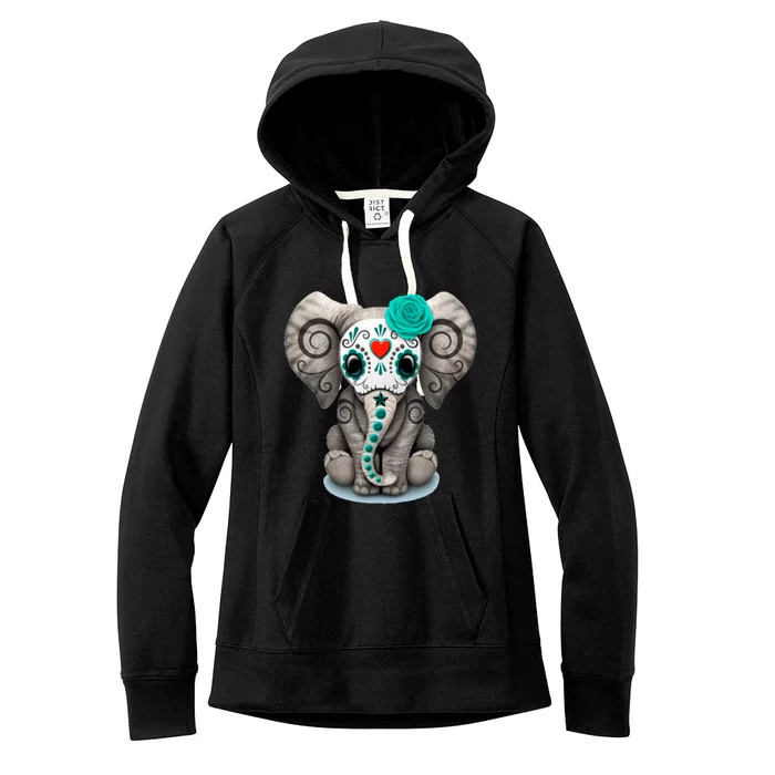 Sugar Skull Elephant Day Of The Dead Halloween Gift Women's Fleece Hoodie